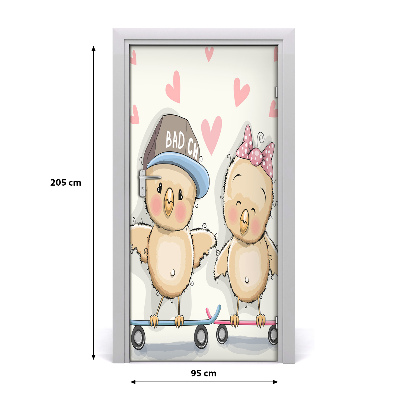 Papel de parede em porta Galinhas de skate