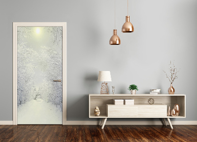 Papel de parede em porta Floresta no inverno