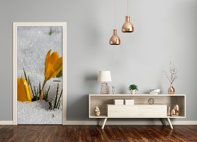 Papel de parede em porta Açafrões amarelos