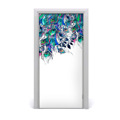 Papel de parede em porta penas de pavão