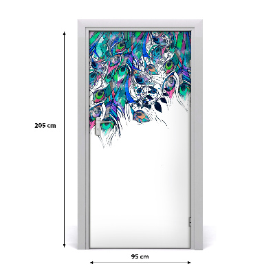 Papel de parede em porta penas de pavão