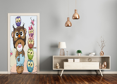 Autocolante para porta Ursinho de pelúcia e corujas