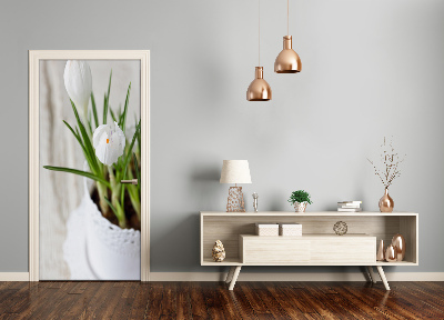 Papel de parede em porta Açafrões brancos