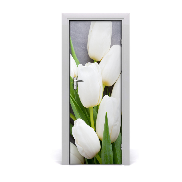 Autocolante para porta Tulipas brancas