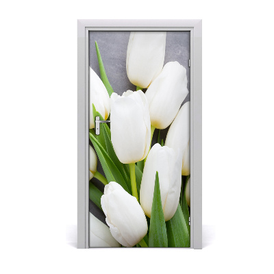 Autocolante para porta Tulipas brancas