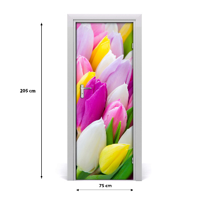 Adesivo em porta Tulipas coloridas