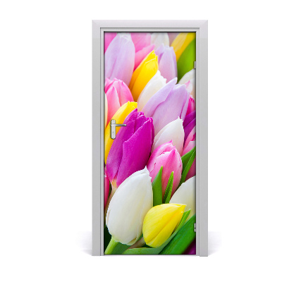 Adesivo em porta Tulipas coloridas