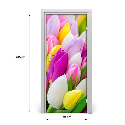 Adesivo em porta Tulipas coloridas