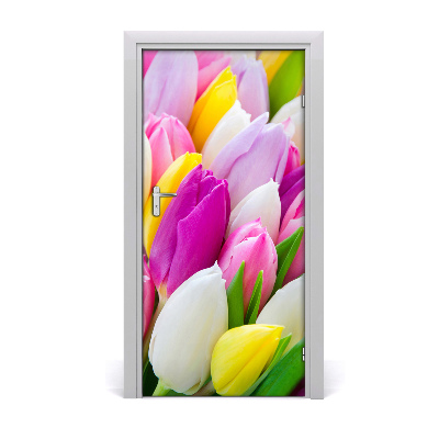 Adesivo em porta Tulipas coloridas