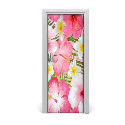 Papel de parede em porta Flores tropicais