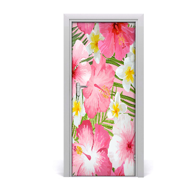 Papel de parede em porta Flores tropicais