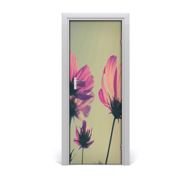 Papel de parede em porta flores cor de rosa
