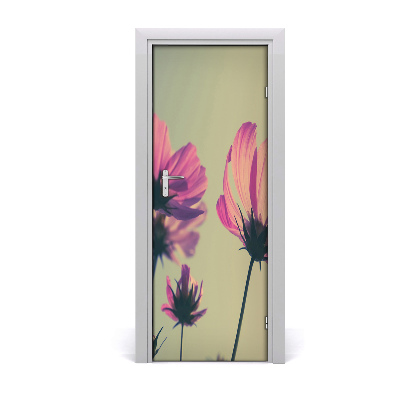 Papel de parede em porta flores cor de rosa