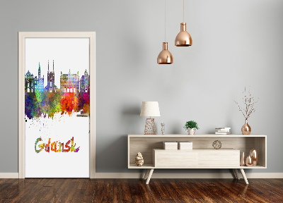 Papel de parede em porta Gdańsk colorida