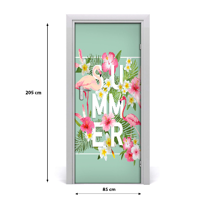 Autocolante para porta Feriados e flamingos