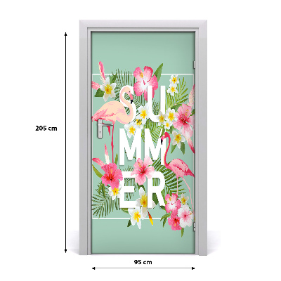 Autocolante para porta Feriados e flamingos