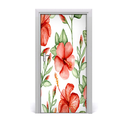 Papel de parede em porta Flores tropicais
