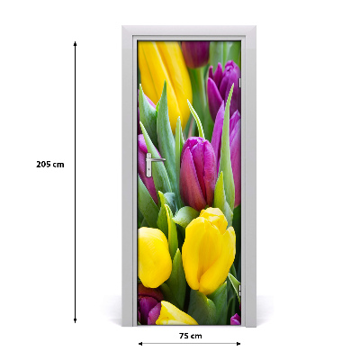 Autocolante para porta Tulipas coloridas