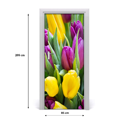 Autocolante para porta Tulipas coloridas