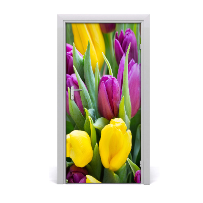 Autocolante para porta Tulipas coloridas
