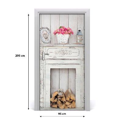 Autocolante para porta Lareira de madeira