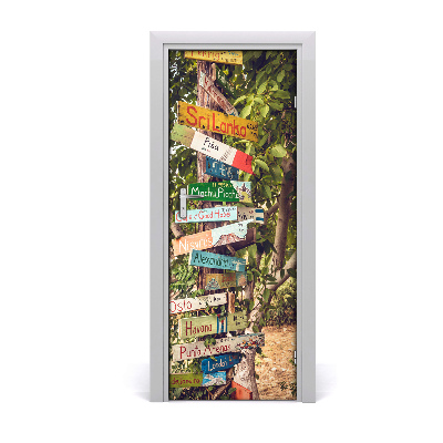 Adesivo em porta placa de sinalização para casa