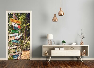 Adesivo em porta placa de sinalização para casa