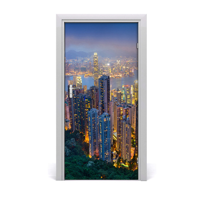 Papel de parede em porta Hong Kong à noite