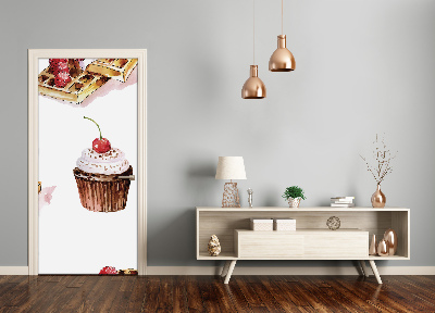 Papel de parede em porta Muffins e waffles