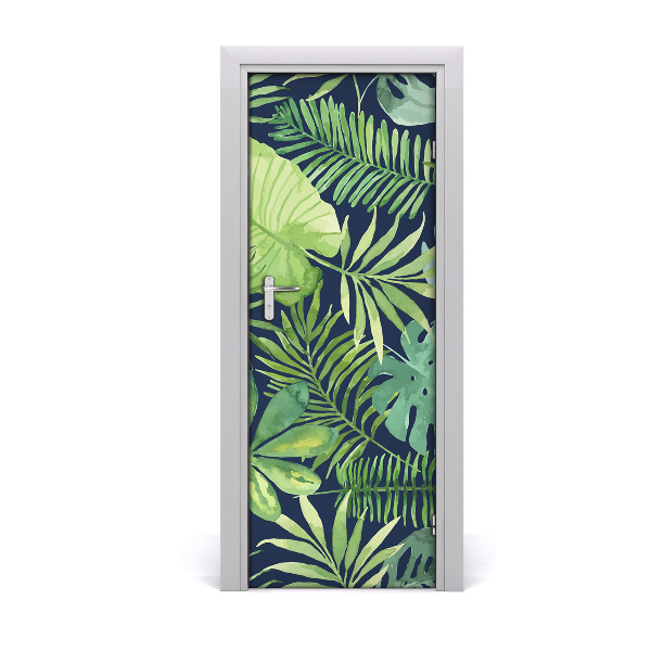 Papel de parede em porta Folhas tropicais