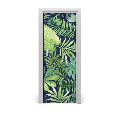 Papel de parede em porta Folhas tropicais