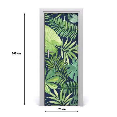 Papel de parede em porta Folhas tropicais