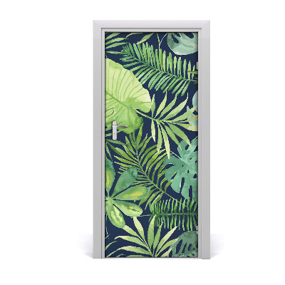 Papel de parede em porta Folhas tropicais