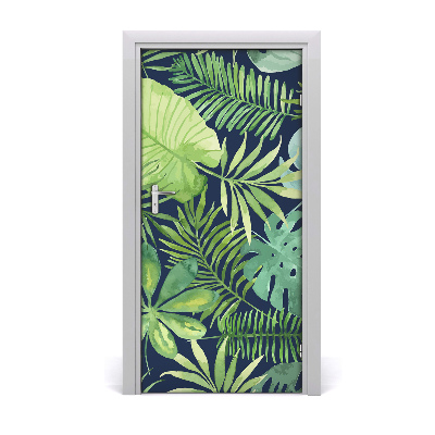 Papel de parede em porta Folhas tropicais