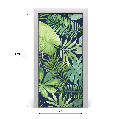 Papel de parede em porta Folhas tropicais