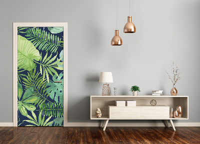 Papel de parede em porta Folhas tropicais