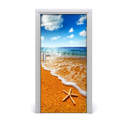 Papel de parede em porta Estrela do mar na praia