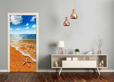 Papel de parede em porta Estrela do mar na praia