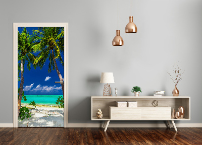 Autocolante para porta Praia tropical