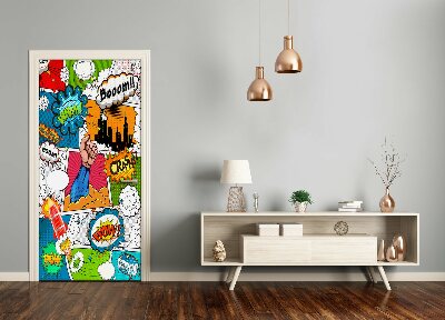 Papel de parede em porta Histórias em quadrinhos