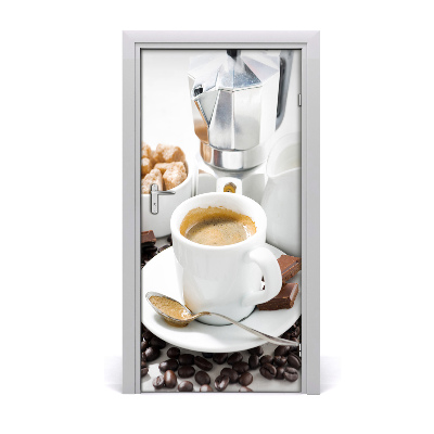 Adesivo em porta Uma xícara de café