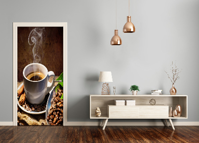 Autocolante para porta Uma xícara de café