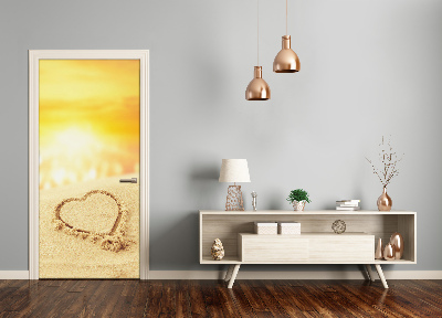 Papel de parede em porta Coração na Praia