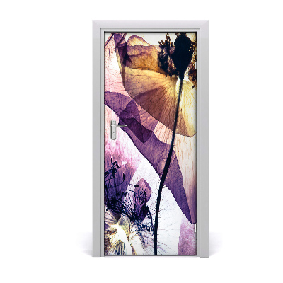 Papel de parede em porta Papoulas