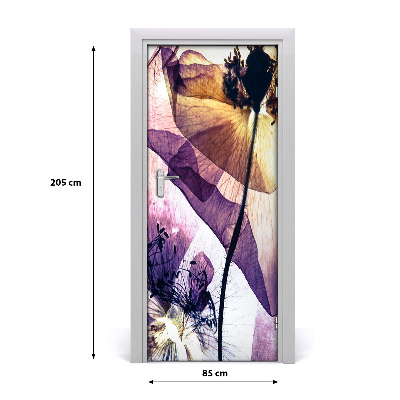 Papel de parede em porta Papoulas