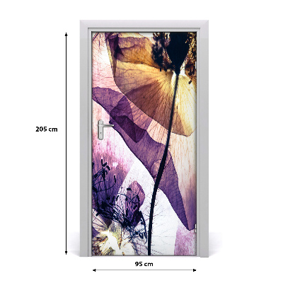 Papel de parede em porta Papoulas