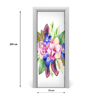 Papel de parede em porta Um buquê de flores