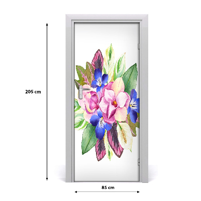 Papel de parede em porta Um buquê de flores