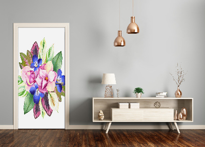 Papel de parede em porta Um buquê de flores