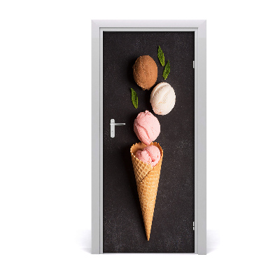 Adesivo em porta Sorvete em casquinha de waffle